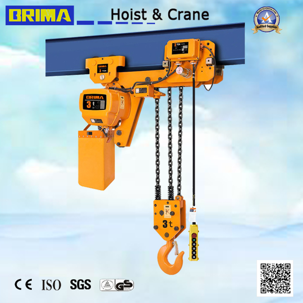 Brima 2000kg de alta calidad, polipasto de cadena eléctrico con motor de cadena eléctrico de construcción de doble gancho de 2 toneladas